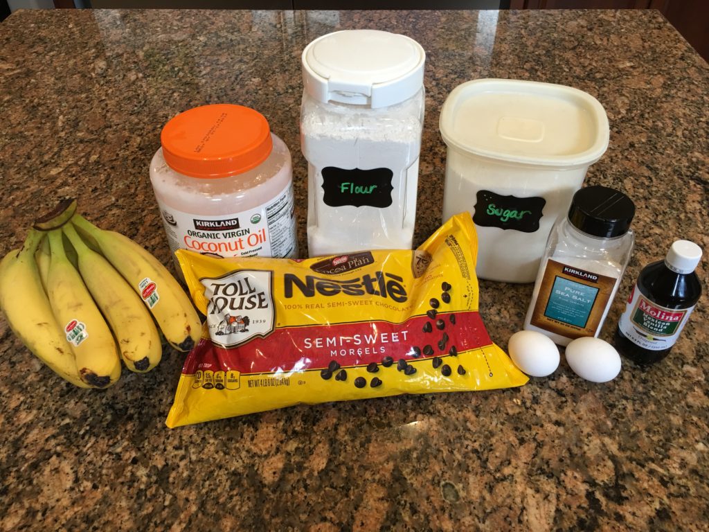 Ingredients for Banana Chocolate Chip Muffins